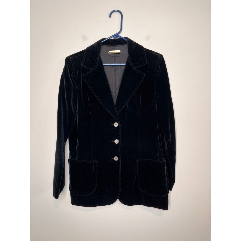1970s Koret of California Black Velvet Holiday Whimsigoth Old Money Blazer L